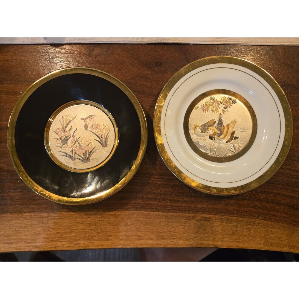 Set Of 2 Chokin Japanese Plates 6.5"